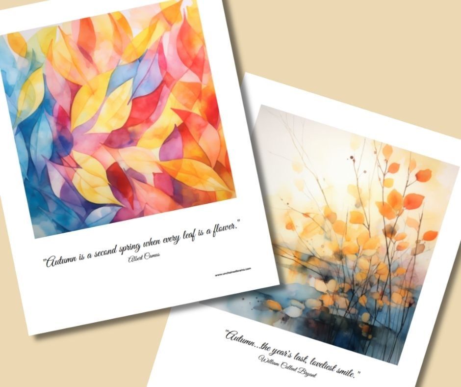 Reverse Coloring – Autumn Reflections Printable Fall Pages with Quotes