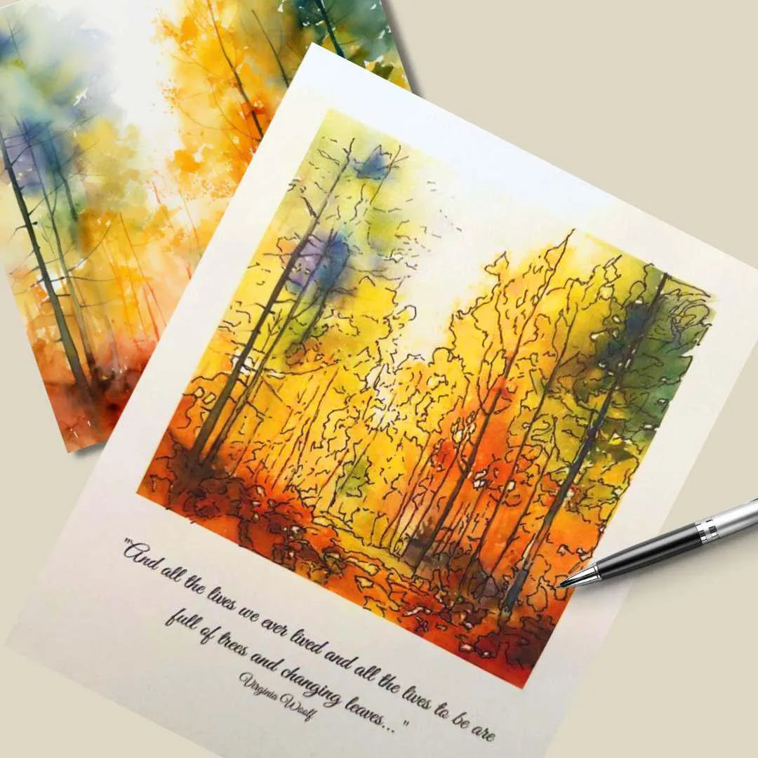 Reverse Coloring – Autumn Reflections Printable Fall Pages with Quotes