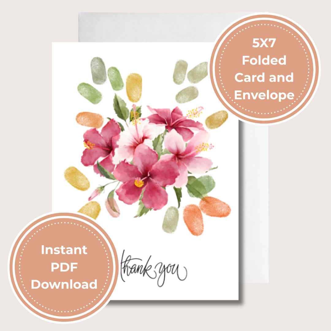 Printable Fingerprint Thank You Cards – Flower Bouquets