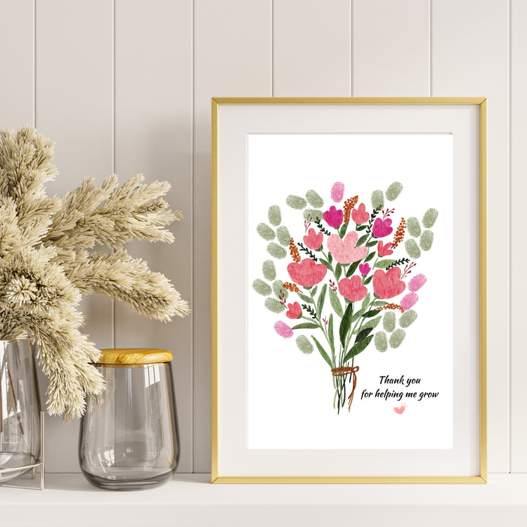 Printable Flower Arrangement Fingerprint Art