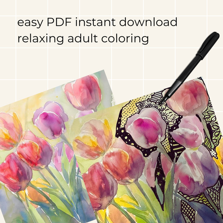 Spring Flowers Reverse Coloring Pages – 25 Printable PDF Designs for Relaxation & Mindfulness