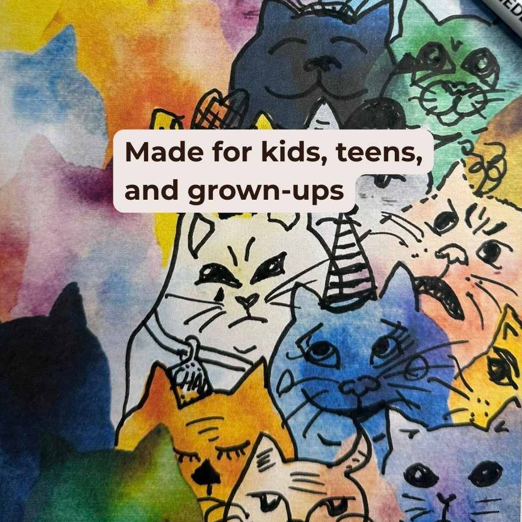Draw Their Faces animal crowd doodle page, drawing activity for all ages together