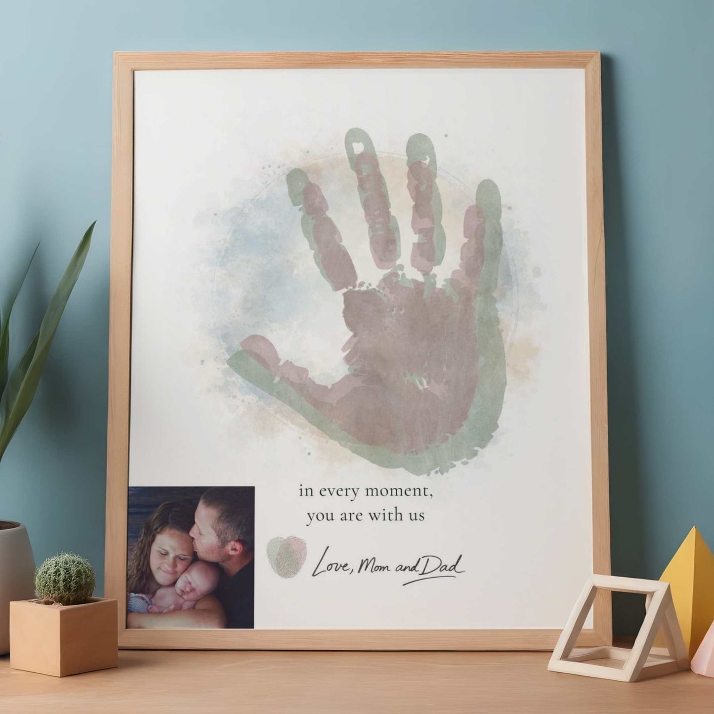 minimalist nursery wall art baby girl handprint from parents decor keepsake for baby boy or girl shower gift grandparent