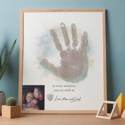 minimalist nursery wall art baby girl handprint from parents decor keepsake for baby boy or girl shower gift grandparent