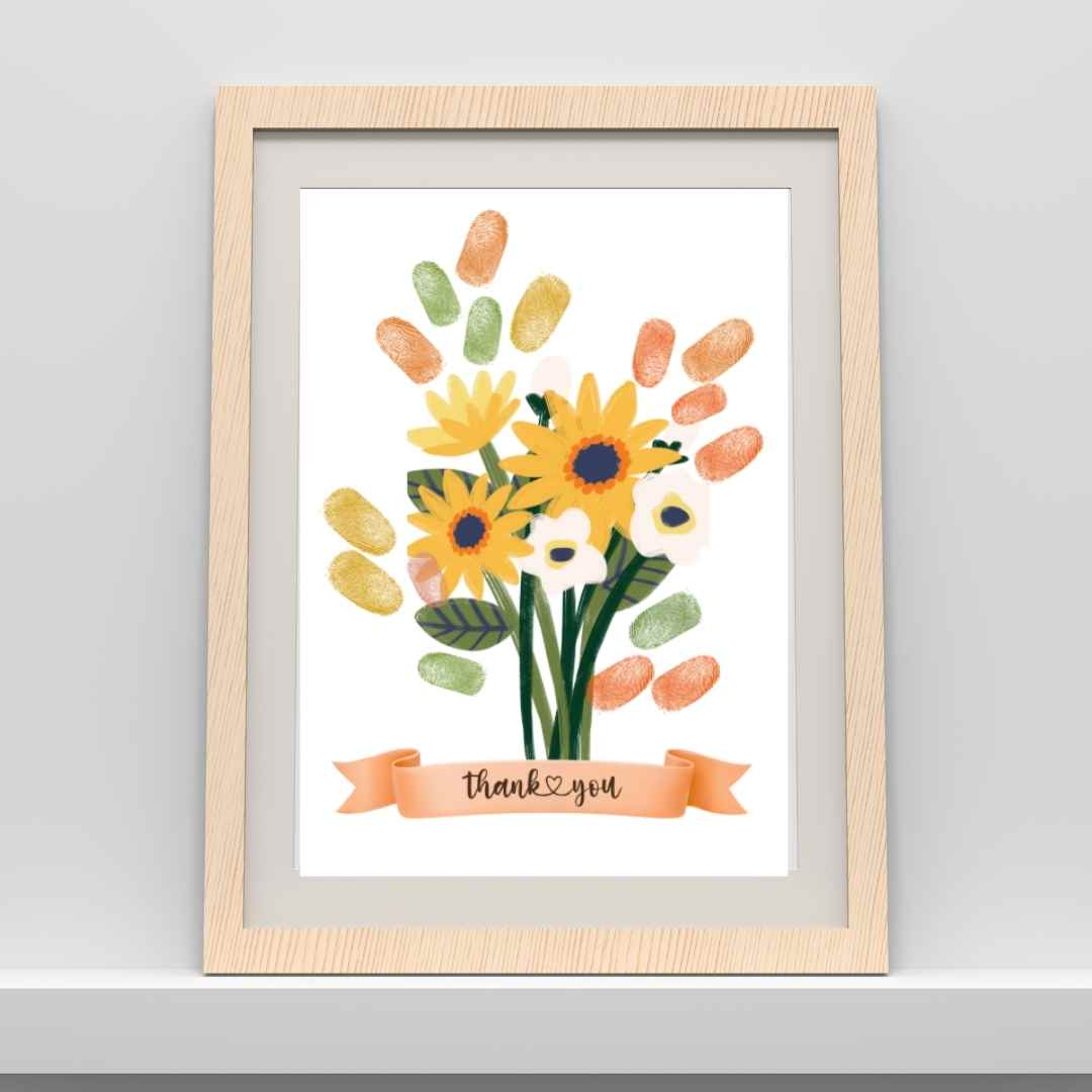 Printable Fingerprint Thank You Cards – Flower Bouquets