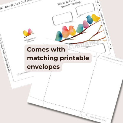 You’ve Got the Whole Branch Buzzing – Printable Bird Family Doodle Greeting Card