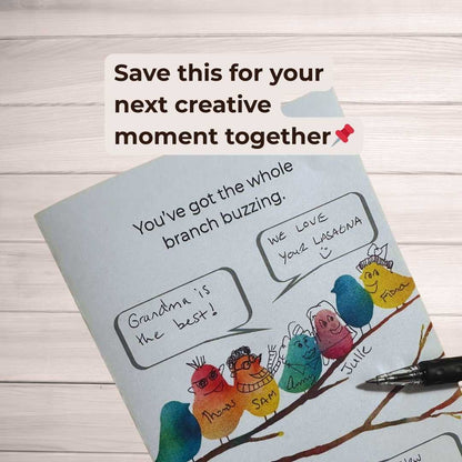 You’ve Got the Whole Branch Buzzing – Printable Bird Family Doodle Greeting Card