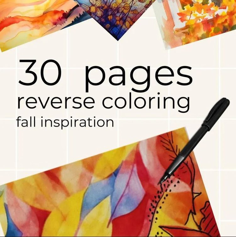 Reverse coloring page being doodled with a black pen, no-fail drawing activity for seniors