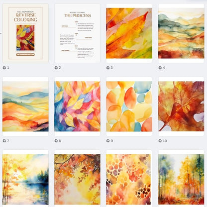 Reverse Coloring – Fall Leaves Printable PDF of Relaxing Art for All Ages